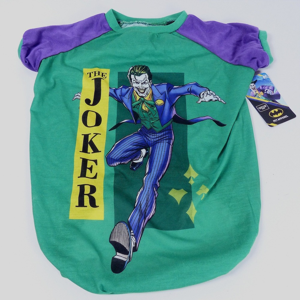 DC Comics Batman The Joker Dog Pet Costume Shirt Green Purple sz L Large NWT